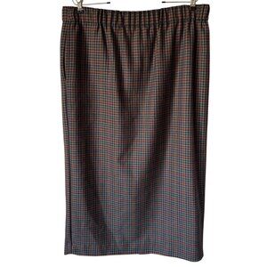 Handcrafted Plaid Midi Straight Skirt XL/XXL Classic Dark Academia Pocket W36